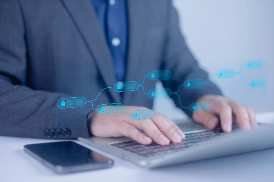 Person checking traceability of ingredients